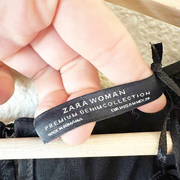 NWT Zara Satin Knotted Black Bat Wing Dress Mini sz M - Picture 8 of 12